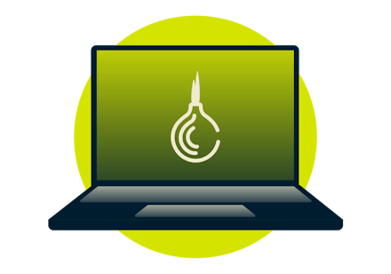 Laptop with Tor Onion logo.